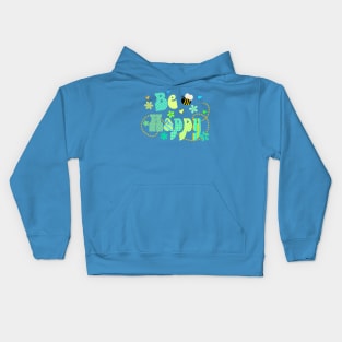 Bee Happy cute Typography Kids Hoodie